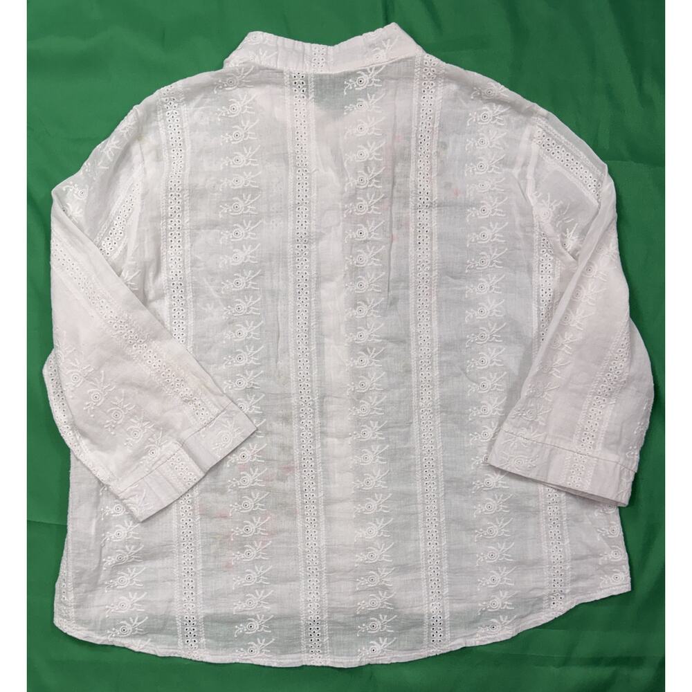 White eyelet Sz L Blossom Embroidered blouse for Women - Picture 6 of 10